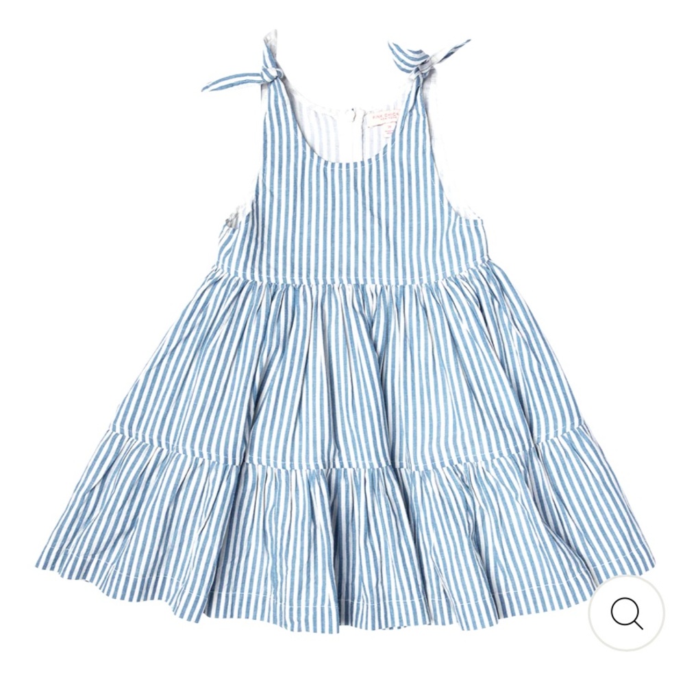 Pink Chicken Blue and White Ruffled Tiered Sundress